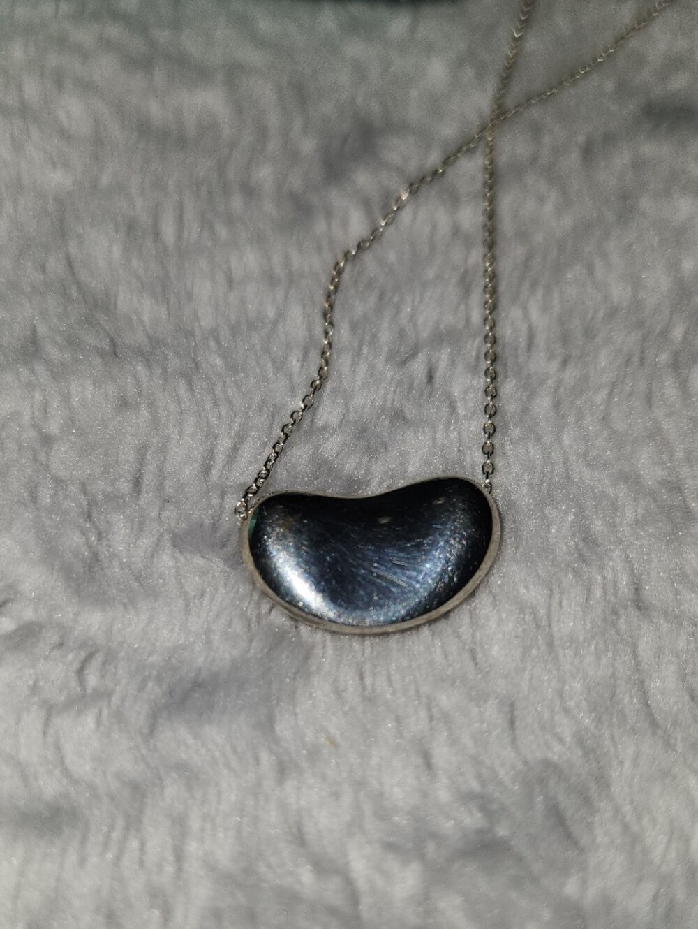 Tiffany & Co. Silver Bean Pendant Necklace with Blue Box and Pouch - Picture 5 of 7